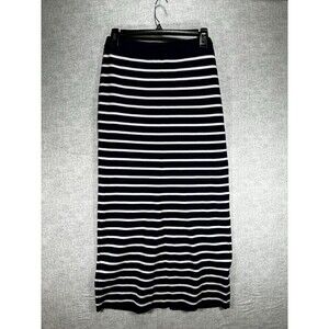 Freshman 1996 Midi Skirt Womens Large Knit Blue White Striped PullOn  33" Length